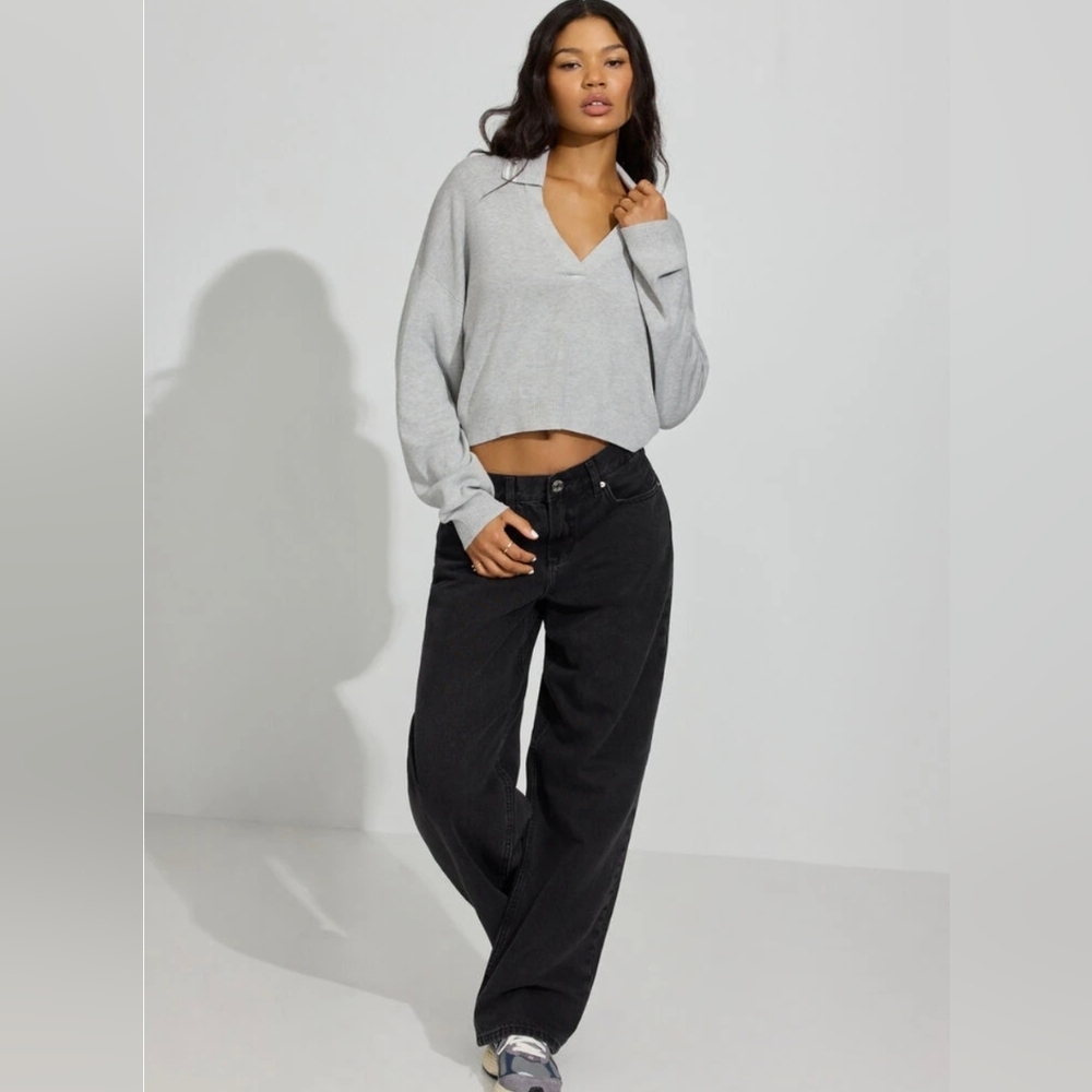 Garage Boxy Cropped Polo Sweater S Like New - Picture 2 of 13
